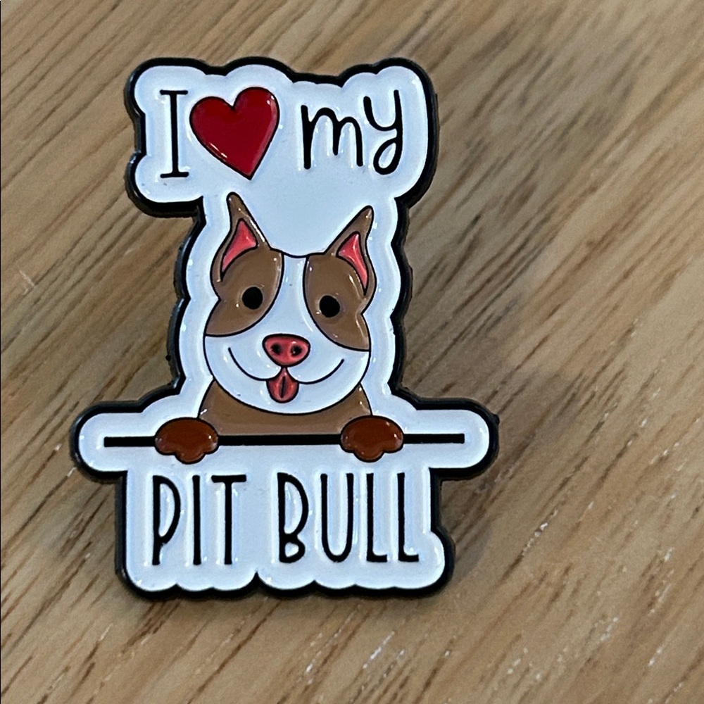Pit Bull Dog Enamel Pin NEW I ❤️ My Pit bull